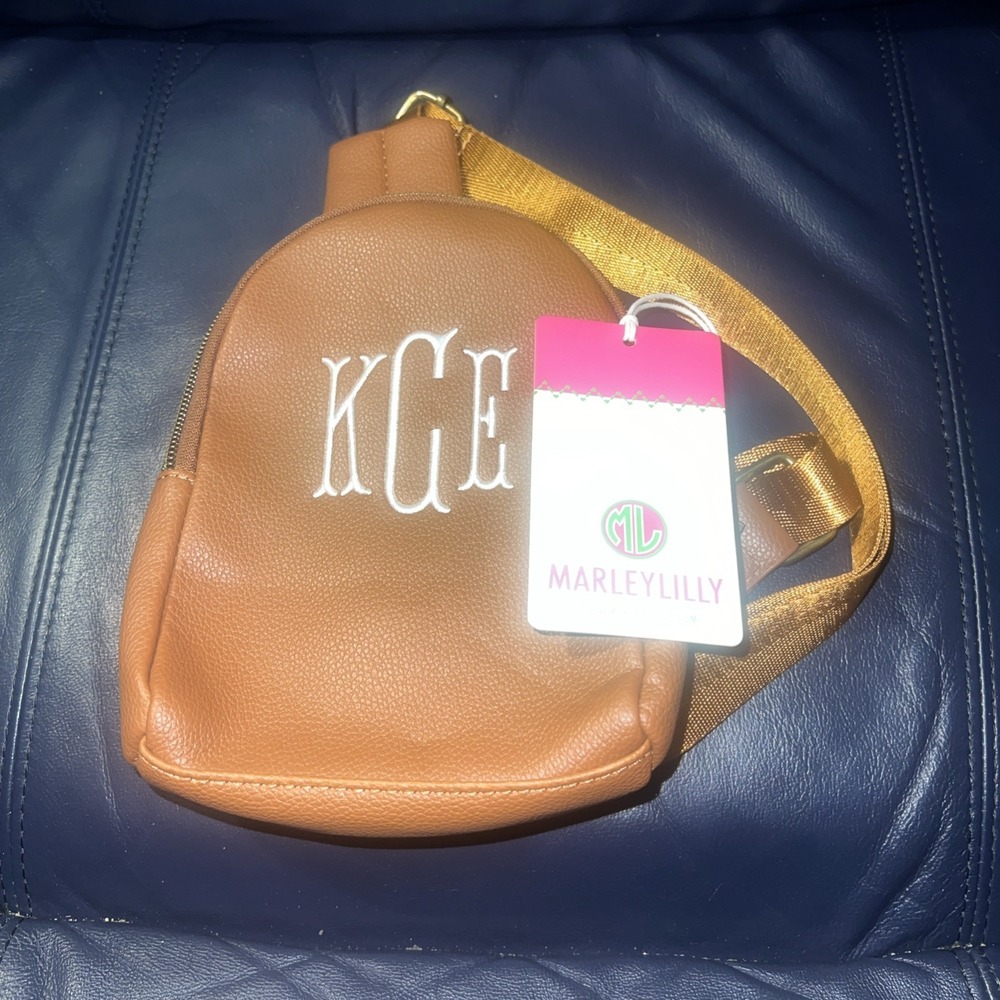 MarleyLilly Monogrammed Pebbled‎ Faux Leather Bag.